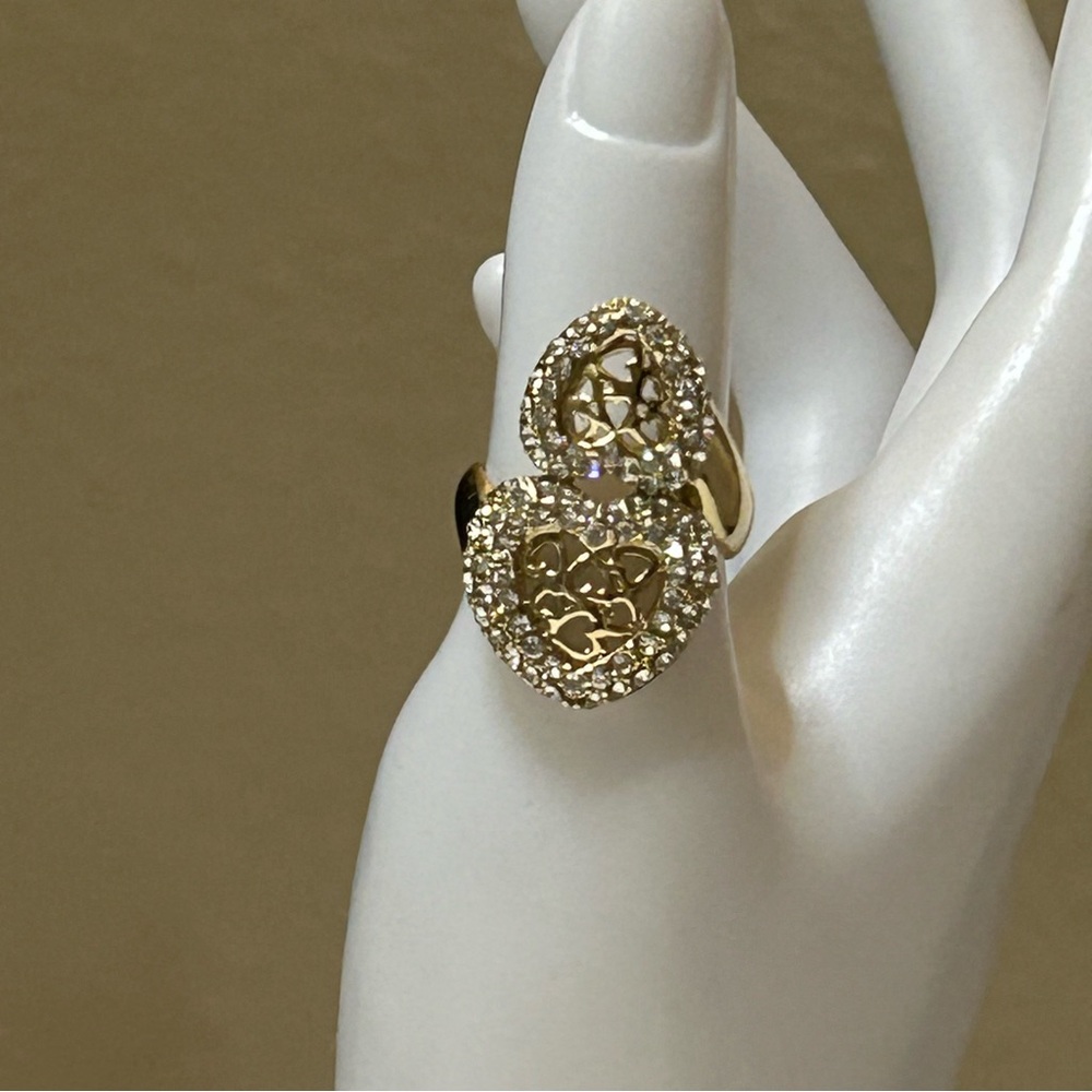 Gold Heart Ring with Crystals